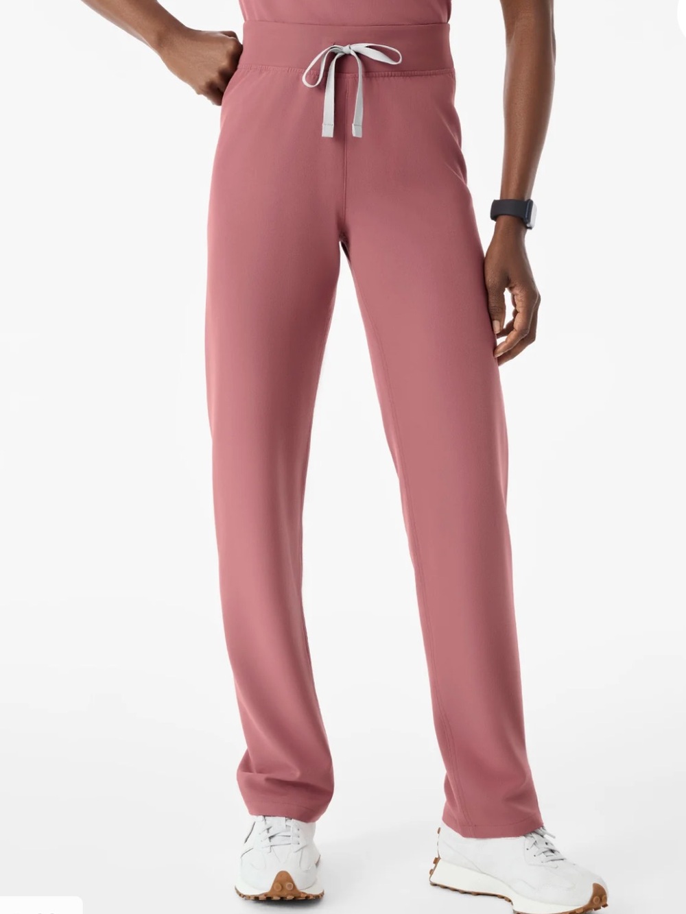 Figs Women's mauve Drawstring Track Pants scrub straight leg mid raise